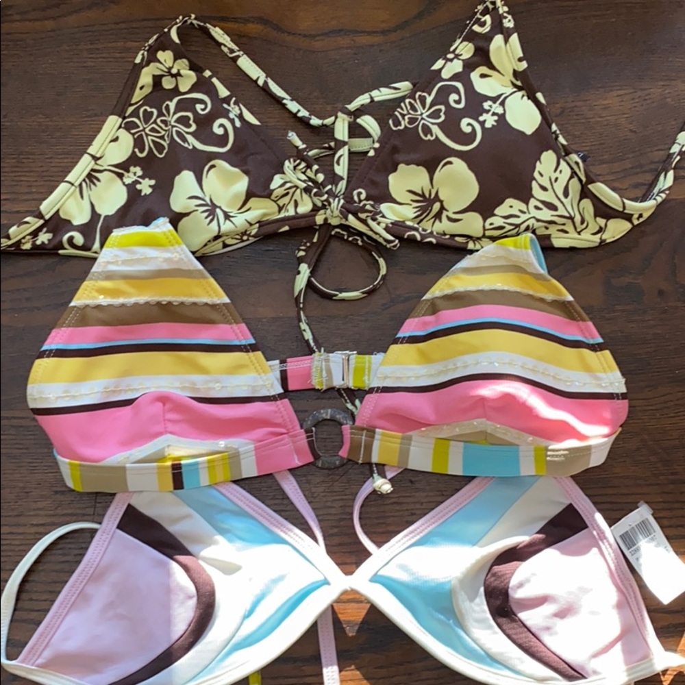 Three bathing suit tops. Size large